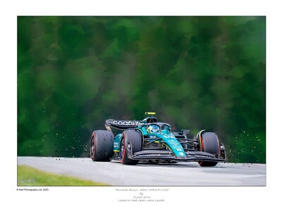 Fernando Alonso Aston Martin F1 2023, Artist Signed Limited Edition (250) Kunstdruck