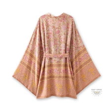 Spanish Rose Floral Short Boho Kimono Robe, Kimono Jacket, Coverup Robe, Dressin