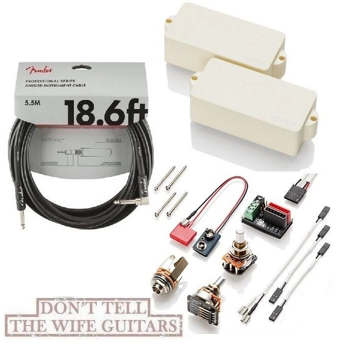 EMG P5 IVORY 5 STRING ACTIVE PICKUP FOR P BASS POTS & WIRING ( FENDER 18FT )