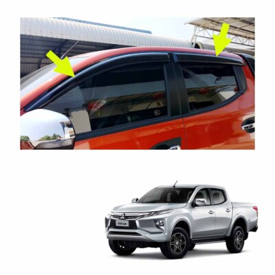 Door Sun Visor Weather Guard Black Fits Mitsubishi L200 Triton MQ 2019 2020