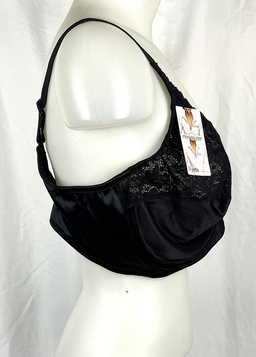 NEW NWT Lilyette Women's Comfort Lace Minimizer Bra, Black Style