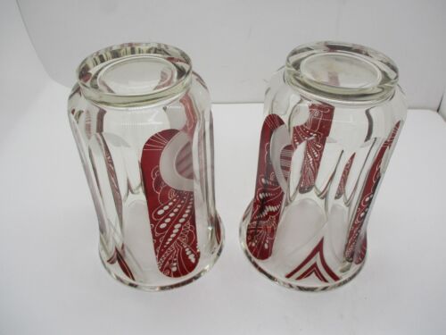 PAIR OF KARL PALDA ART DECO BOHEMIAN CUT RED GLASS CZECHOSLOVAKIA VASES - Picture 8 of 9