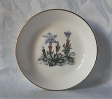 ROYAL WORCESTER ALPENBLUMEN UNTERSETZER FEINES KNOCHENPORZELLAN SCHMUCKSCHALE ODER ANSTECKNADELSCHALE
