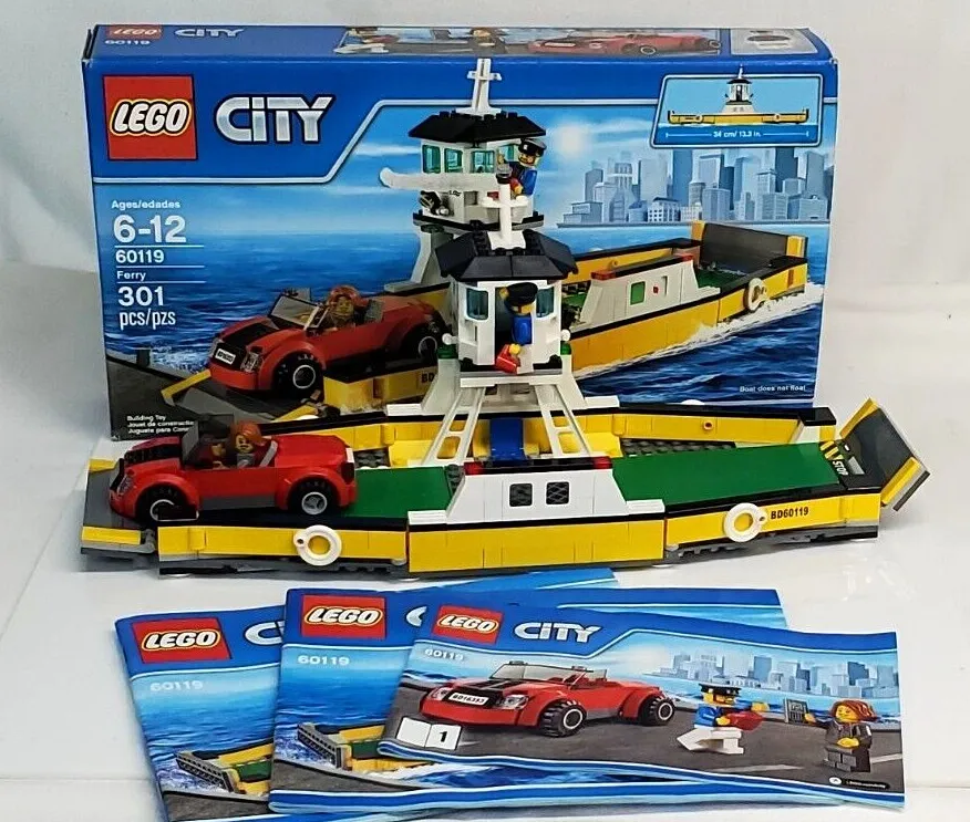 romersk hellig Skim Lego City FERRY Transport Boat #60119 COMPLETE w Box, Minifigs &amp;  Instructions 673419249904 | eBay