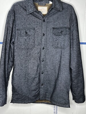 Weatherproof Vintage Black Button Up Fleece Lined Shirt Jacket Men's Small 