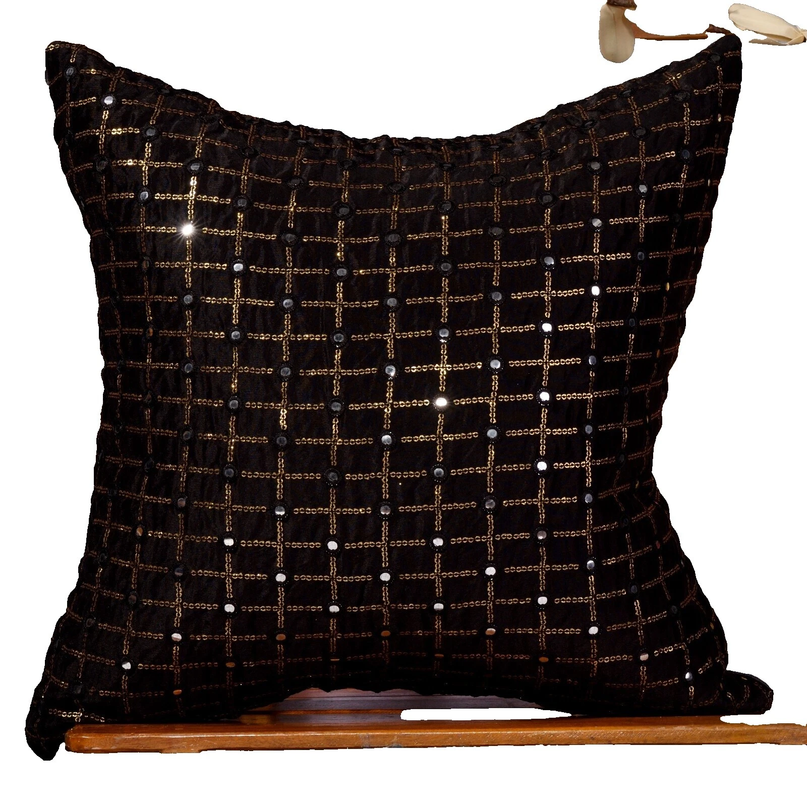 Sequin Embroidered Black Home Décor Pillows