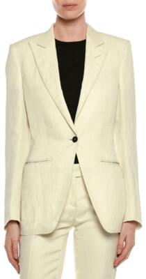 Tom Ford Peak Lapel Ein Knopf Viskose Leinen Jacke Blazer - Creme - BNWT