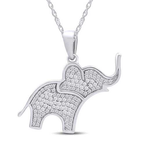 1/8 Ct Round Diamond Elephant Pendant 