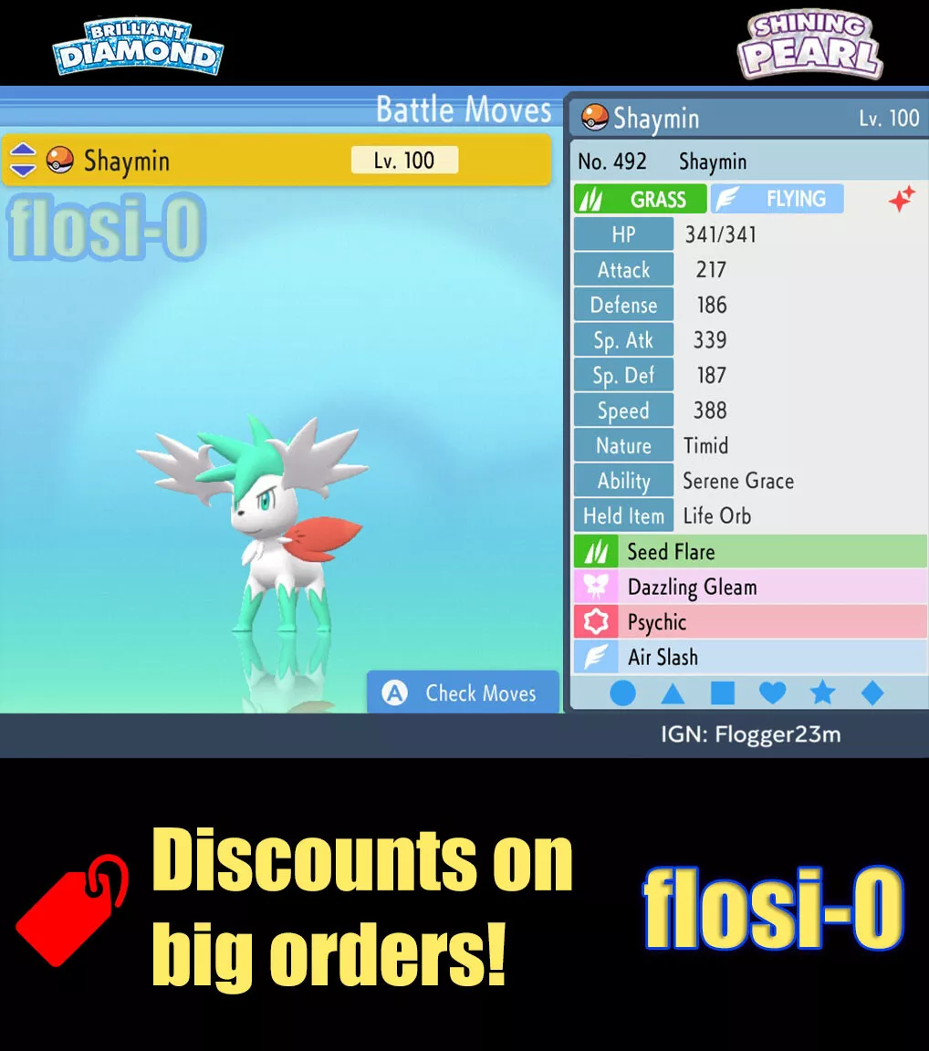 Pokemon Brilliant Diamond and Shining Pearl Shaymin 6IV-EV Trained