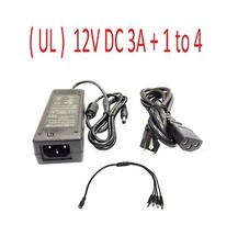 12V DC 3A Power Supply Adapter with 4 Port Splitter Security Camera for Swann