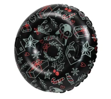 47" SNOW TUBE INFLATABLE SNOW SLED W/ HEAVY DUTY PVC AND HANDLES, BLACK GRAPHIC