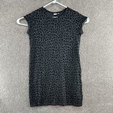 Gap Women's Dress Size Small Petite Gray Black Animal Print Short Sleeve