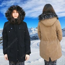 Sebby Faux Fur Trim Anorak Jacket, Sherpa Lined Parka Hooded Coat, Womens M-2xl