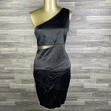 CALVIN KLEIN One Shoulder Side Zip Closure Black Sheath Dress Women's Size 6