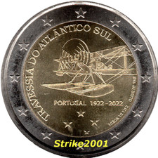2 EURO COMMEMORATIVO PORTOGALLO 2022 Fdc TRASVOLATA ATLANTICO