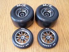 Fits Traxxas 1/10 2wd Drag Slash Mickey Thompson Tires 12mm Black Chrome Wheels