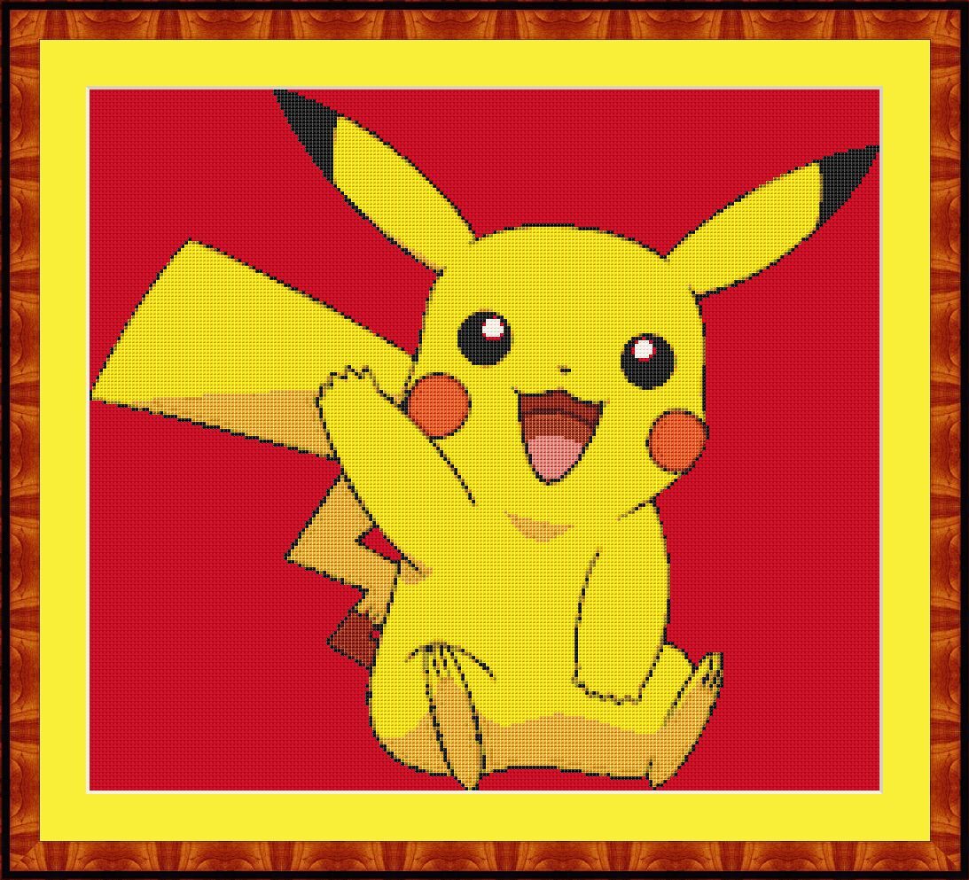 Pokemon Red and Pikachu Pixel Cross Stitch Pattern Download 