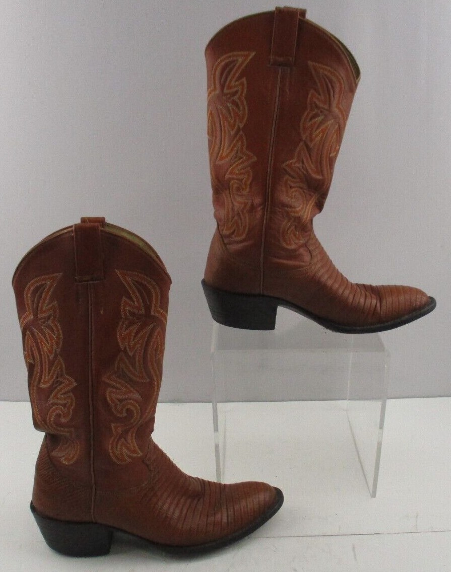Cowtown Mens Size 8 D Brown Leather Lizard Cowboy Western Boots Cowtown Mens Size 8 D Brown Leather Lizard Cowboy Western  main image 4