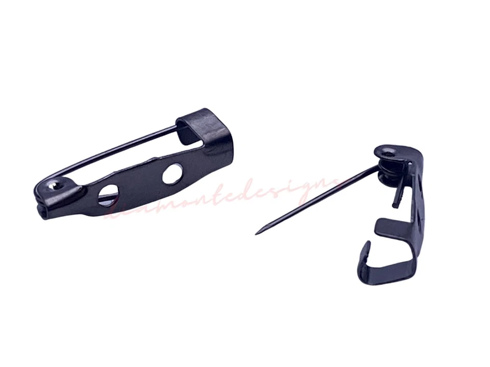 20mm Gun Metal Black Brooch Pin Backs Jewellery Costume Pins UK - Image 1 of 1