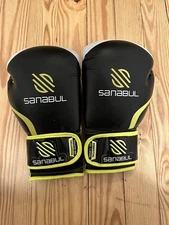 Sanabul Essential Gel Boxing Gloves 12 Oz Black Green Kickboxing MMA