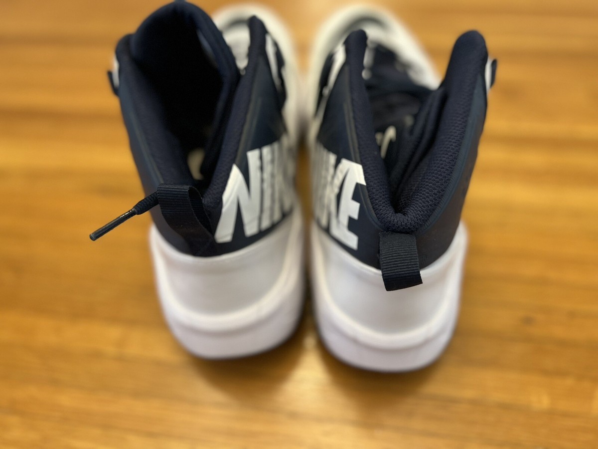 Size 15 Nike FORCE SAVAGE PRO SHARK Rubber Linemen Cleats White Blue 923306-144 Nike FORCE SAVAGE PRO SHARK Rubber Cleats WHITE BLACK 923306  main image 4