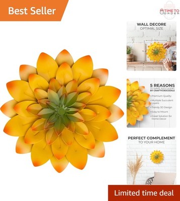 Succulent Metal Wall Decor Floral 3D Flower Art for Living Bedroom Kitchen