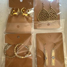 4 Pair Mixed Lot Women’s Fashion Earrings Gold/Silver Tone Crystal