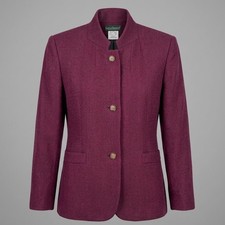 Vintage Harve Benard Wool Jacket Blazer Herringbone 8 Burgundy Berry Tweed Coat