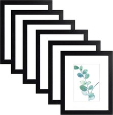 8x10 Picture Frames Wood 6 Pack Wall Mount Display Rustic Matte Glass