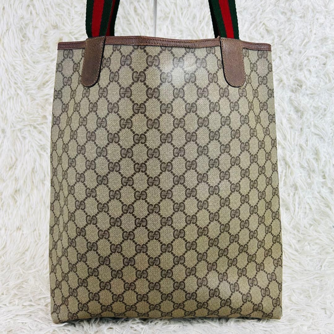 GUCCI Old Gucci Tote Bag Sherry Line GG Supreme Paper Tag From Japan Authentic thumbnail 11
