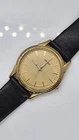 Vintage Seiko Quartz Gold Tone Dress Watch V701 Textured Champagne Dial Black...