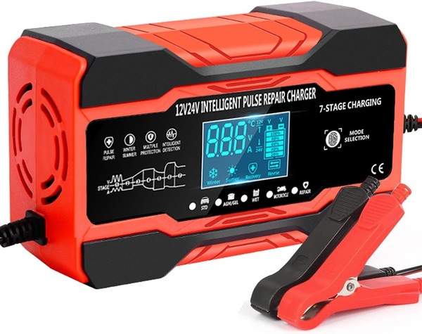 7-Stufen Smart LCD Autobatterie LadegeräT 12V 24V 2 StüCk-image