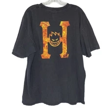 Huf Retro X Spitfire Flaming H Black Tshirt Size XL