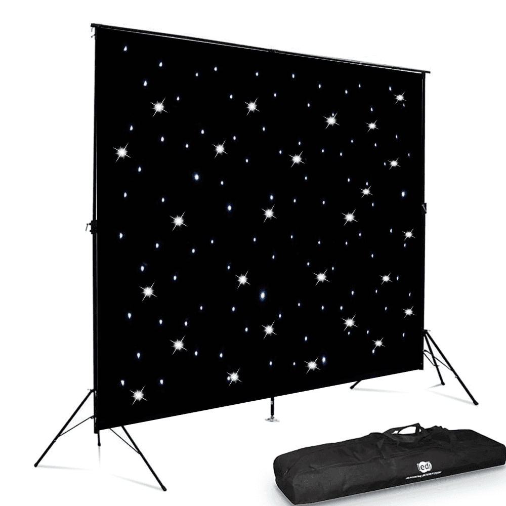 LEDJ Star Cloth Drape Lighting 6m x 3m Canopy Backdrop White LED Inc Stand
