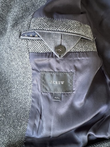 J Crew- Men’s Ludlow topcoat in herringbone English wool, 42L, Heather Pewter - Picture 6 of 6