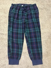 Old Navy Mid Rise Match The Fam Flannel Pajama Pants Green Blue Plaid Womens M