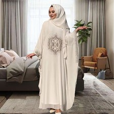 Long Dress Maxi Robe Rhinestone Evening Kaftan Abaya Muslim Women Hijab Elegant