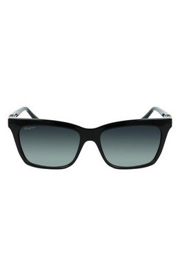 New FERRAGAMO Women Gancini 54mm Rectangular Sunglasses Authentic Black
