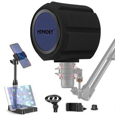 Microphone Windscreen Pop Filter with Gift Mic Stand Holder,Recording Shield ...