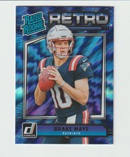 Drake Maye 2024 Panini Donruss Rated Rookie Retro Blue Shock #16 NE Patriots RC