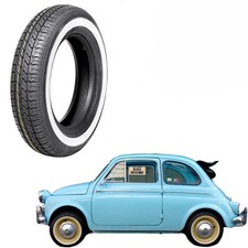 Pneus 125 R12 62S FIAT 500 D'ÉPOQUE TUBELESS 125 12 BANDE BLANCHE VEE RUBBER