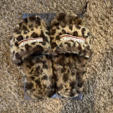 Balenciaga Leopard Faux Fur Slide Slippers Women  s US 13 Open Toe Logo