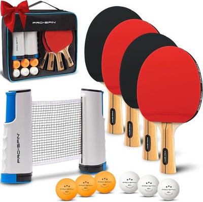 Portable Ping Pong Set with Retractable Ping Pong Net for Any Table, All-in-One