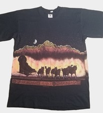 Vintage Alaska Sled Dogs Wrap Around T-Shirt Eskimo Nature Animal USA MADE Sz L