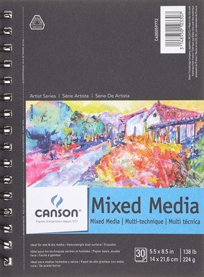 Artist Series Mixed Media Paper, Wirebound Pad, 5.5x8.5 inches, 30 Sheets (13...