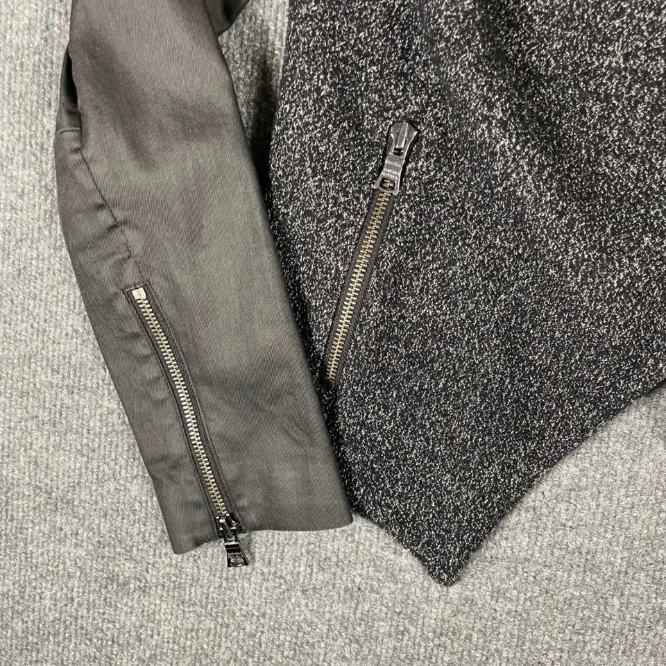 Banana Republic Moto 夹克女式 6 码灰色黑色不对称拉链 — 第 3/4 张图片