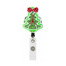 Christmas Tree Badge Reel - Retractable Holiday Badge Holder with Alligator Clip