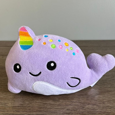 iScream Purple Narwal with Confetti & Rainbow Horn Plush