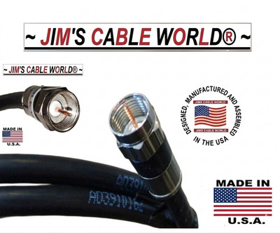 JIMS CABLE WORLD 8' (8 Foot) RG~6 75 Ohm Digital HD Quality Black Coaxial Cable