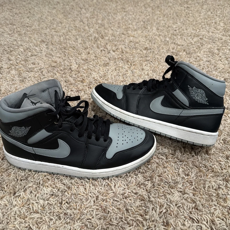 Nike Air Jordan 1 Mid "Sombra" Negro/Gris Partícula #BQ6472-007 Mujer Talla 10 Foto 4 de 4